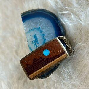Collectible Wood/turquoise Belt Buckle SST